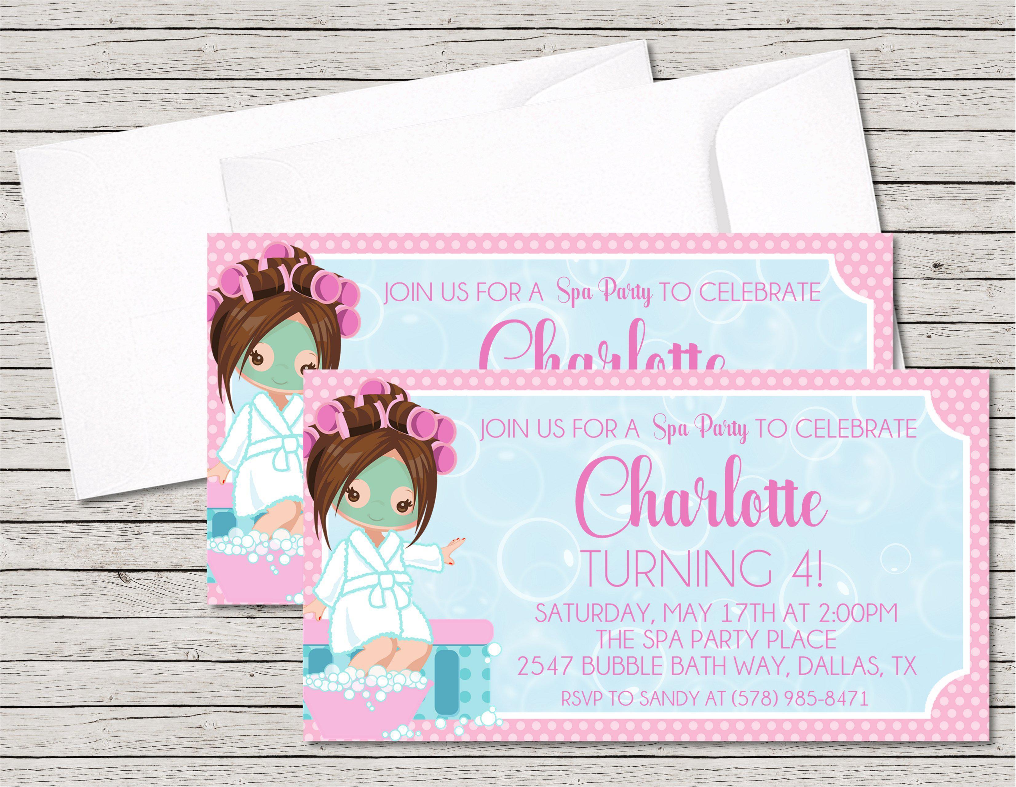 Spa Birthday Party Invitations