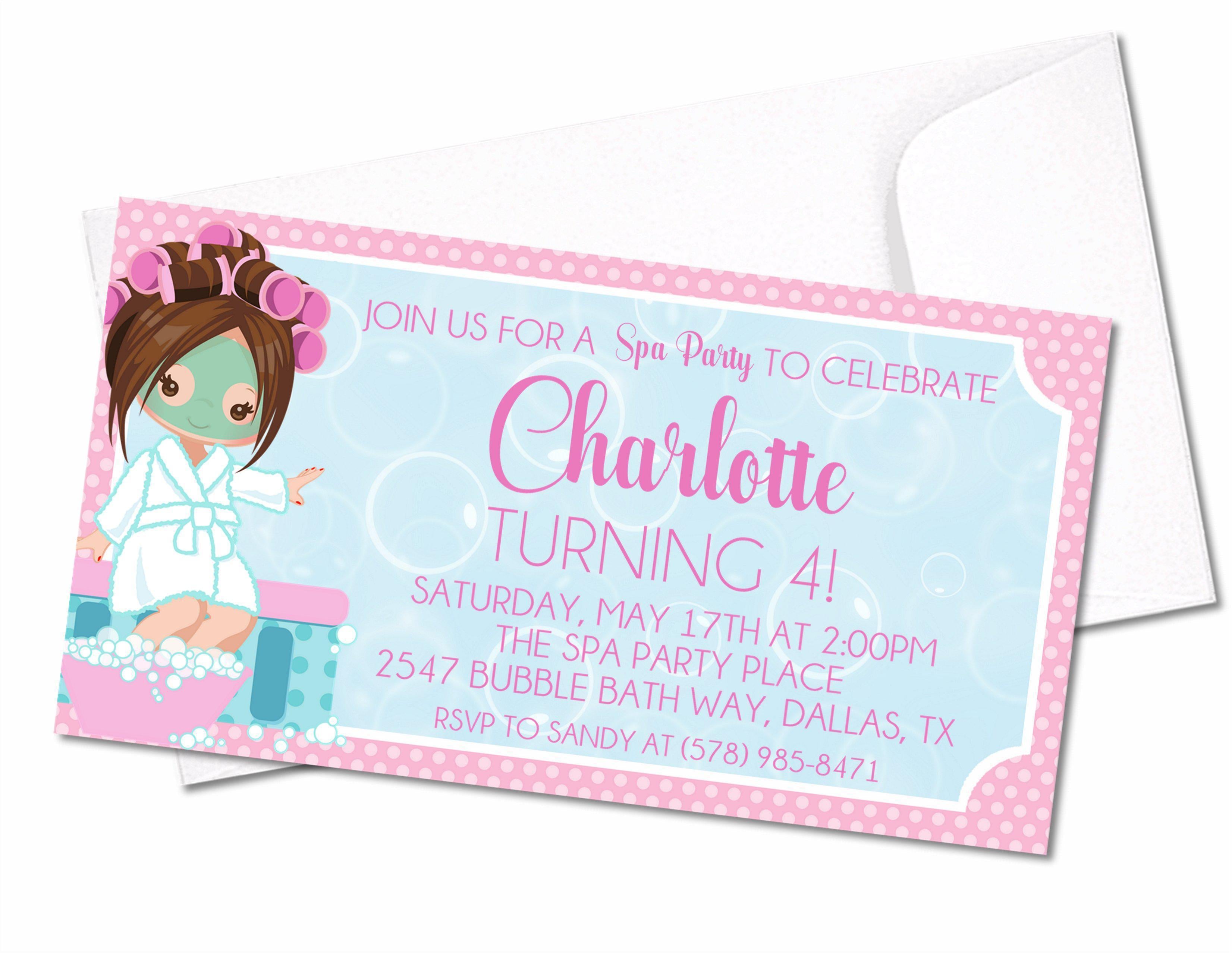 Spa Birthday Party Invitations