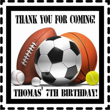 Sports Birthday Party Stickers