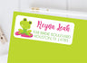 Spring frog address labels with cute frog illustration