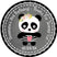 Standing panda birthday sticker with heart shirt