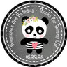 Standing panda birthday sticker with heart shirt