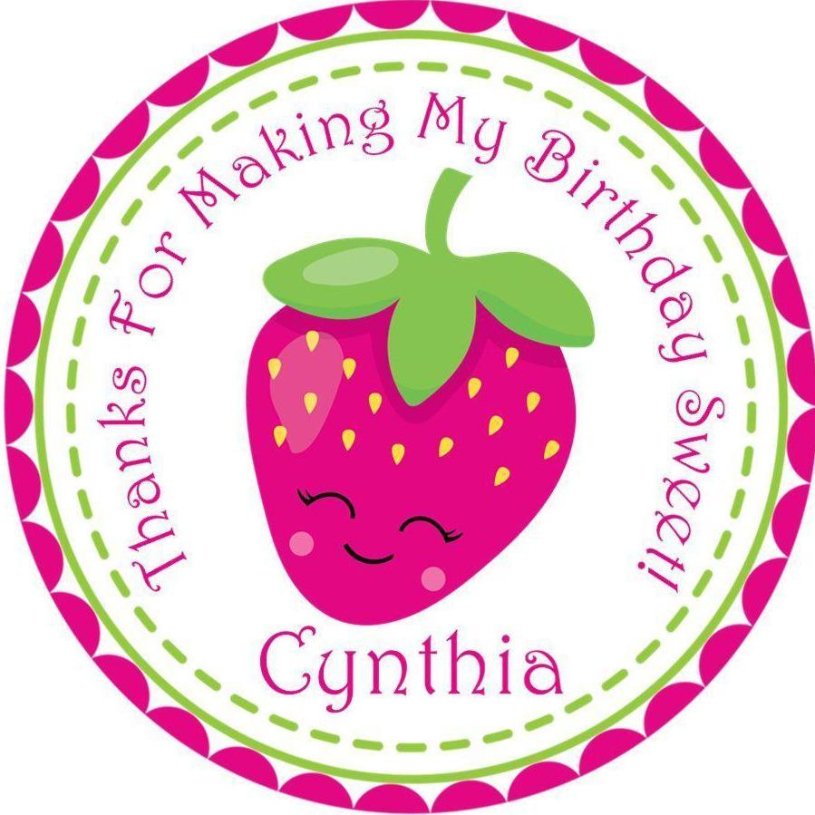 Strawberry Birthday Party Stickers