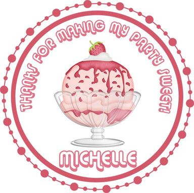 Strawberry Ice Cream Birthday Party Stickers