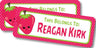 Strawberry back to school name labels with red pink and green design