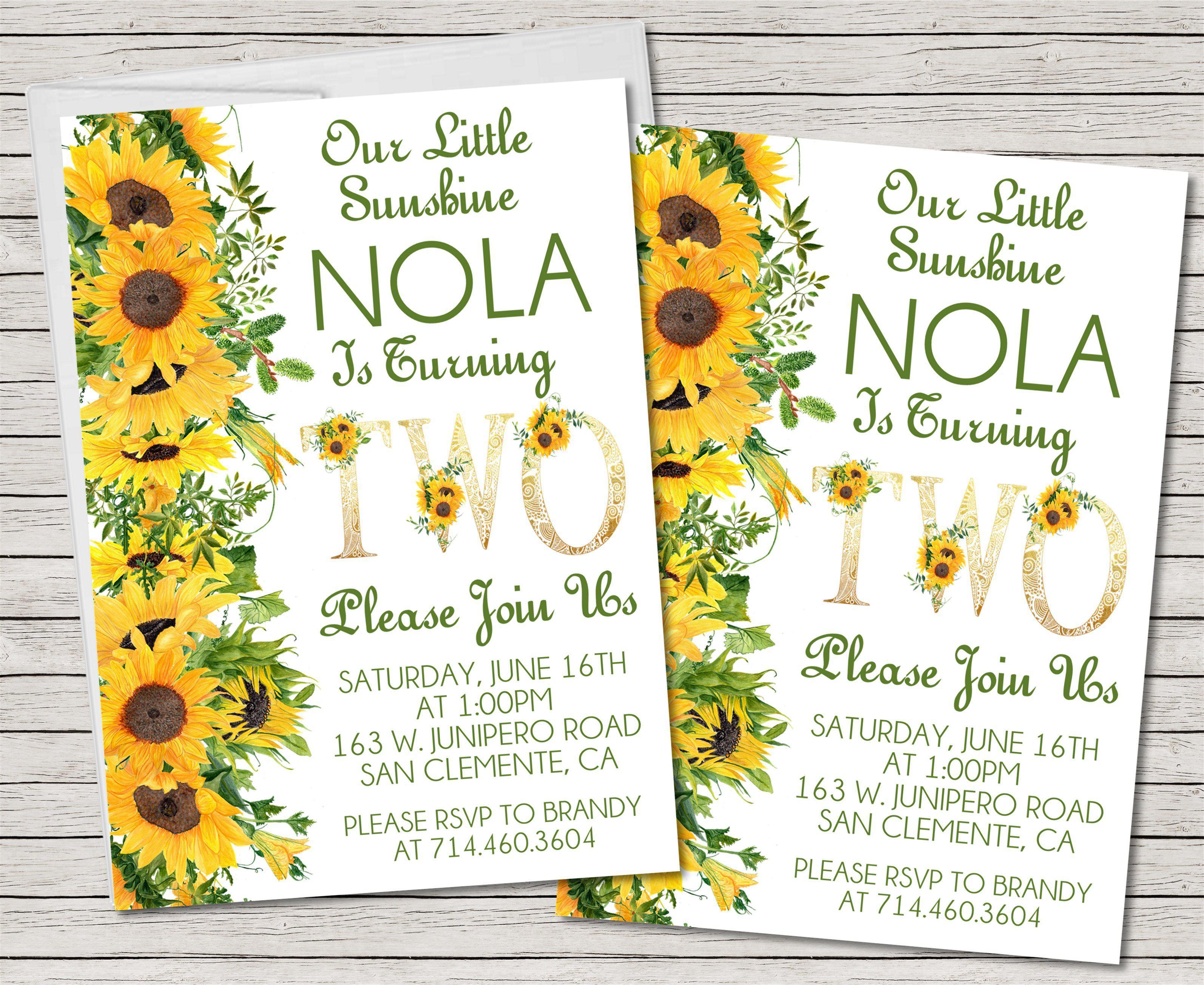 Sunflower Birthday Party Invitations