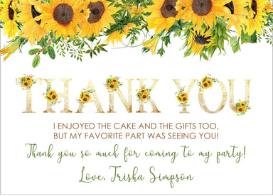 Sunflower Birthday Thank You Cards