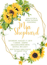 Sunflower Bridal Shower Invitations