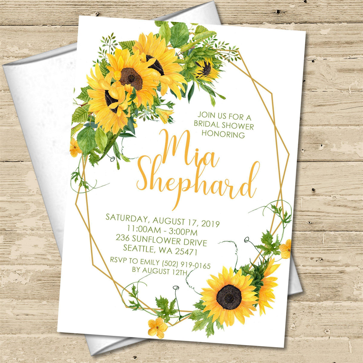 Sunflower Bridal Shower Invitations