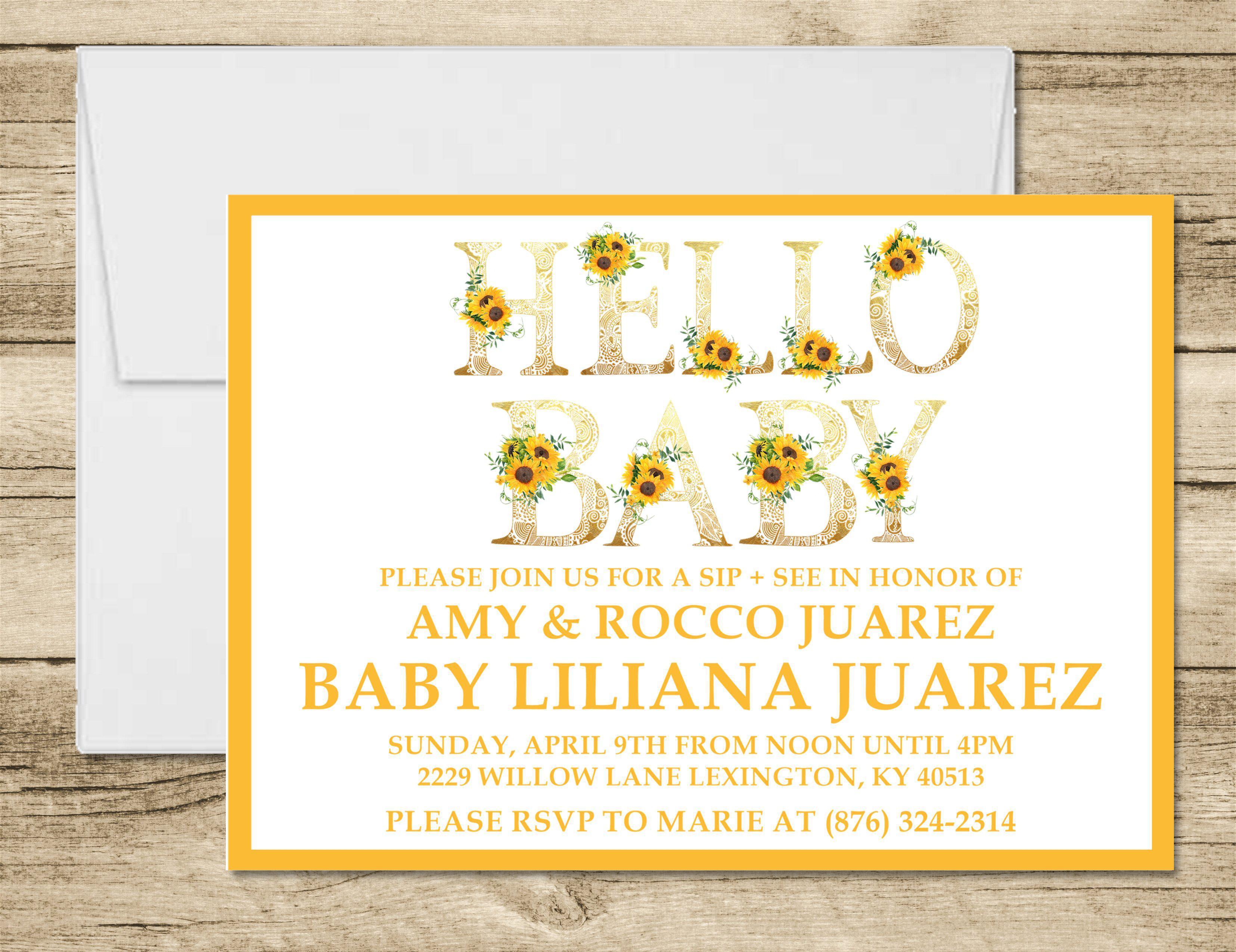 Sunflower Sip And See Invitations