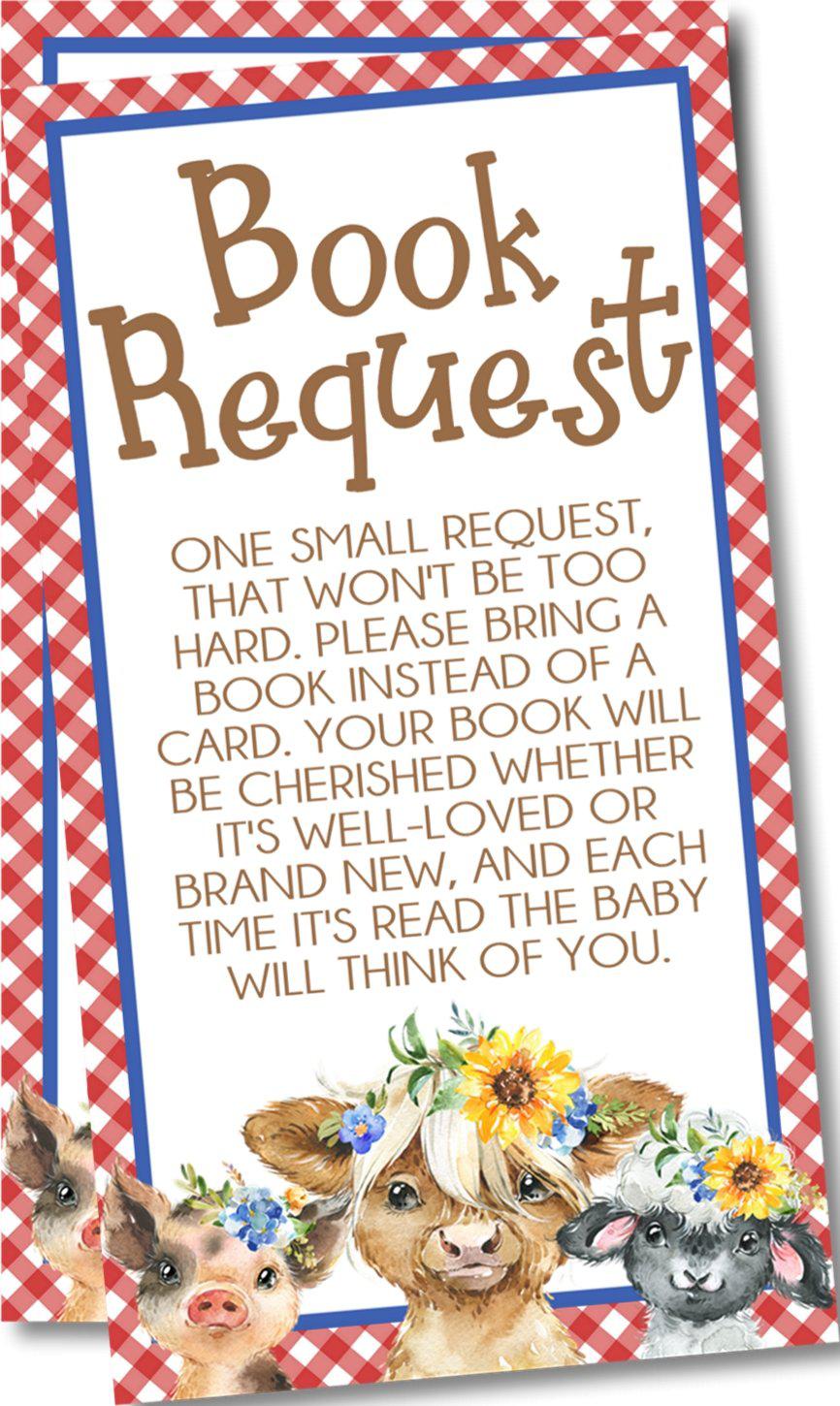Sunflower Farm Baby Shower Book Request Cards Printable