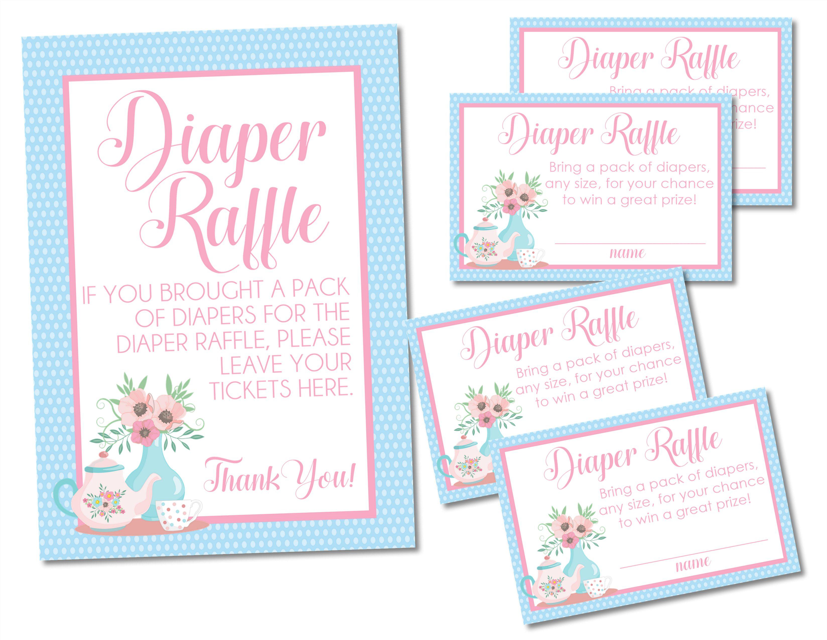 Tea Party Diaper Raffle Tickets