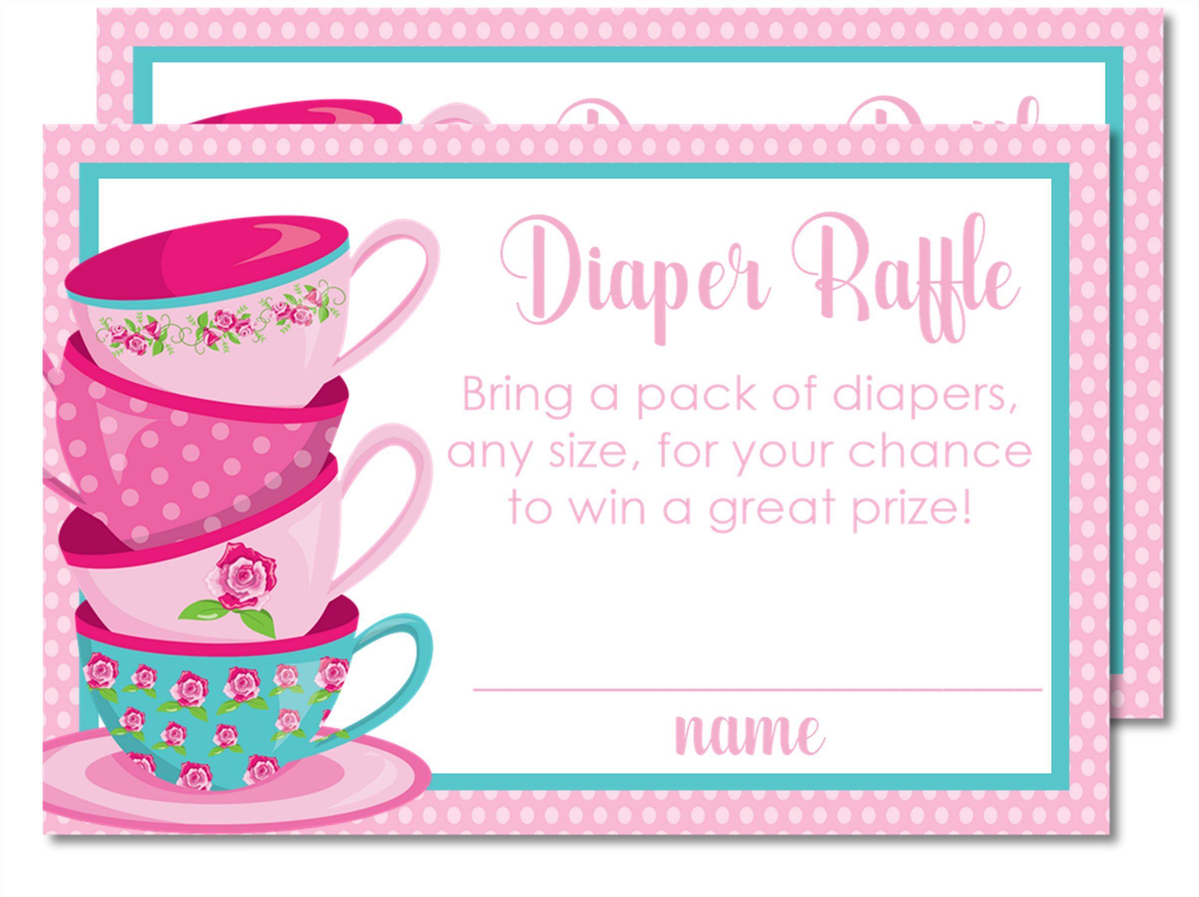 Tea Party Diaper Raffle Tickets