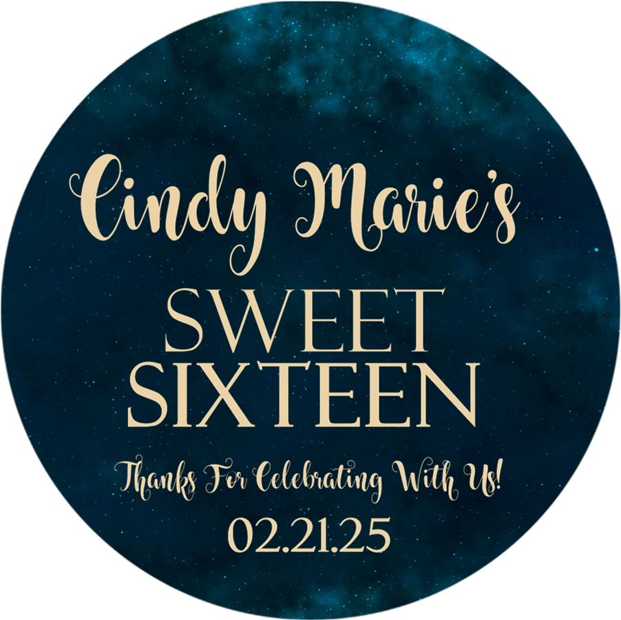 Teal galaxy Sweet 16 birthday sticker design