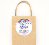 Teal purple magenta confetti thank you sticker