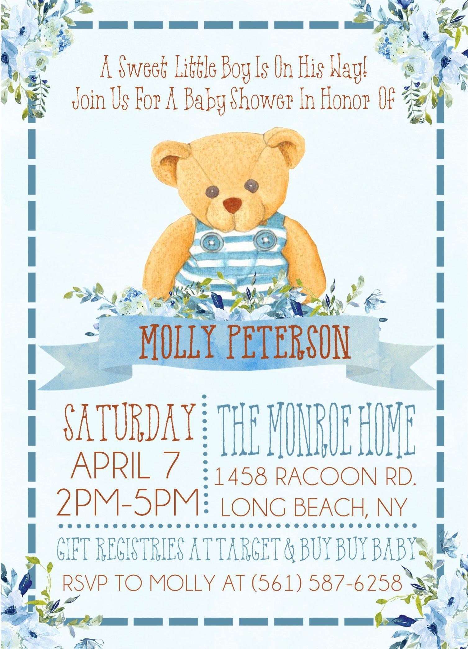 Teddy Bear Baby Shower Invitations