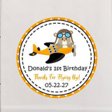Teddy bear airplane birthday sticker
