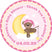 Teddy bear baby shower sticker with pink accents and moon theme