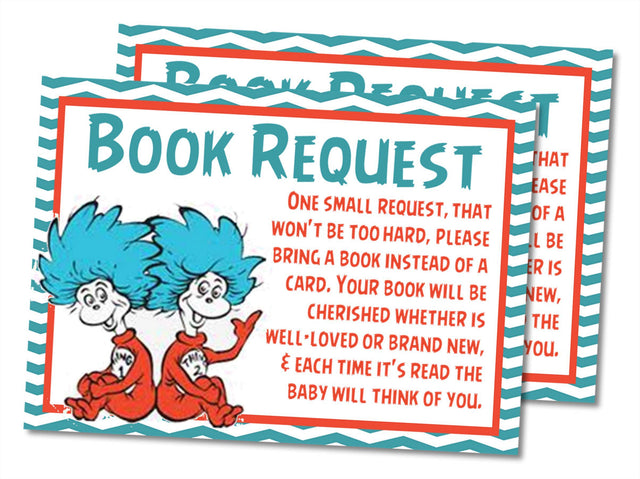 Thing 1 & Thing 2 Baby Shower Book Request Instant PDF