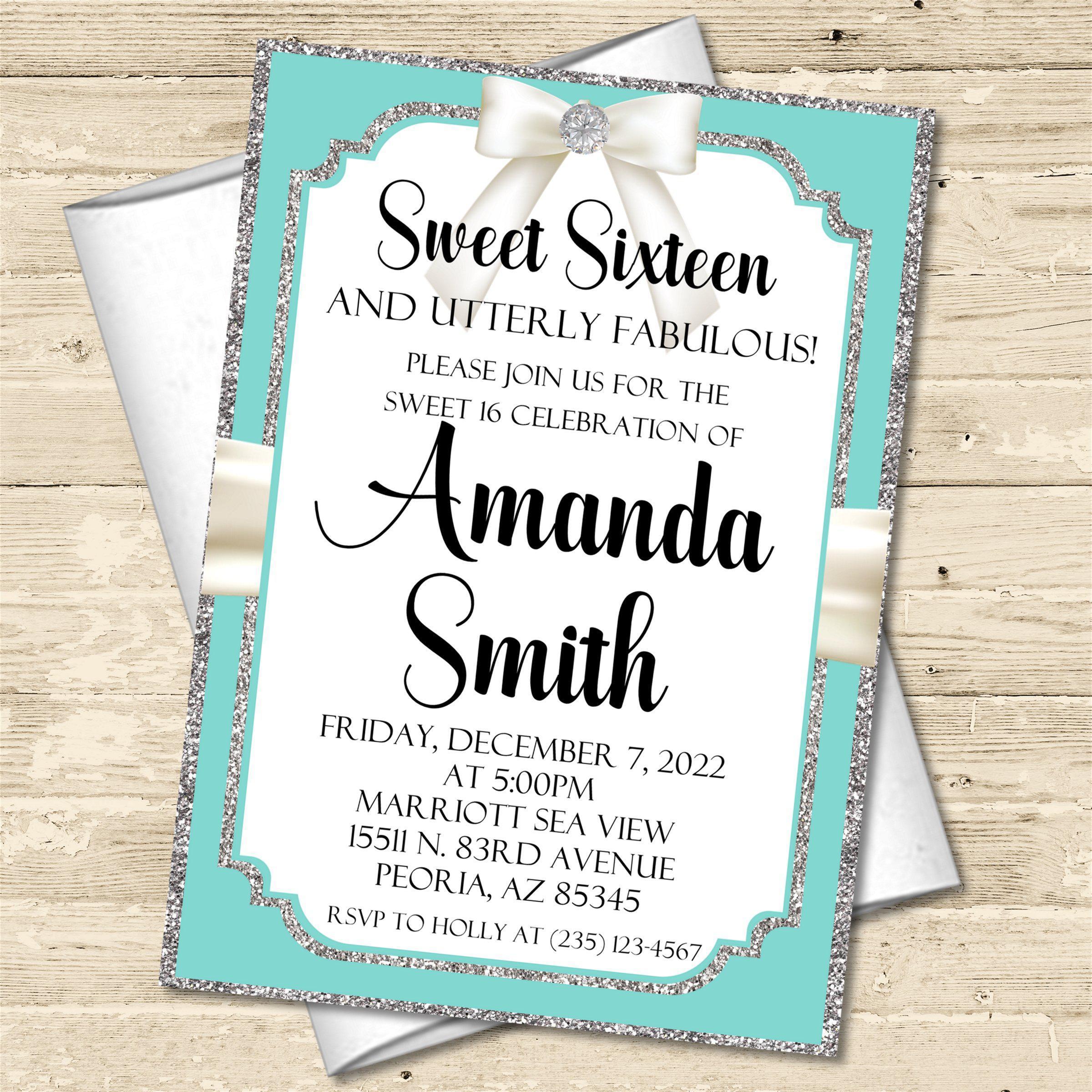 Tiffany Sweet 16 Party Invitations