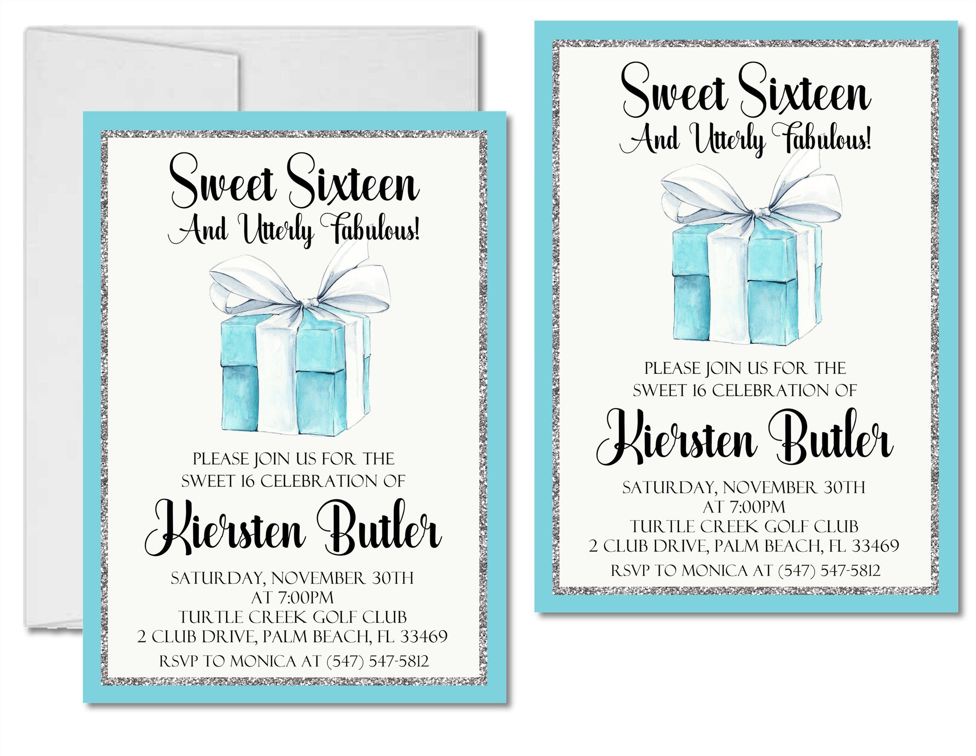 Tiffany Sweet 16 Party Invitations