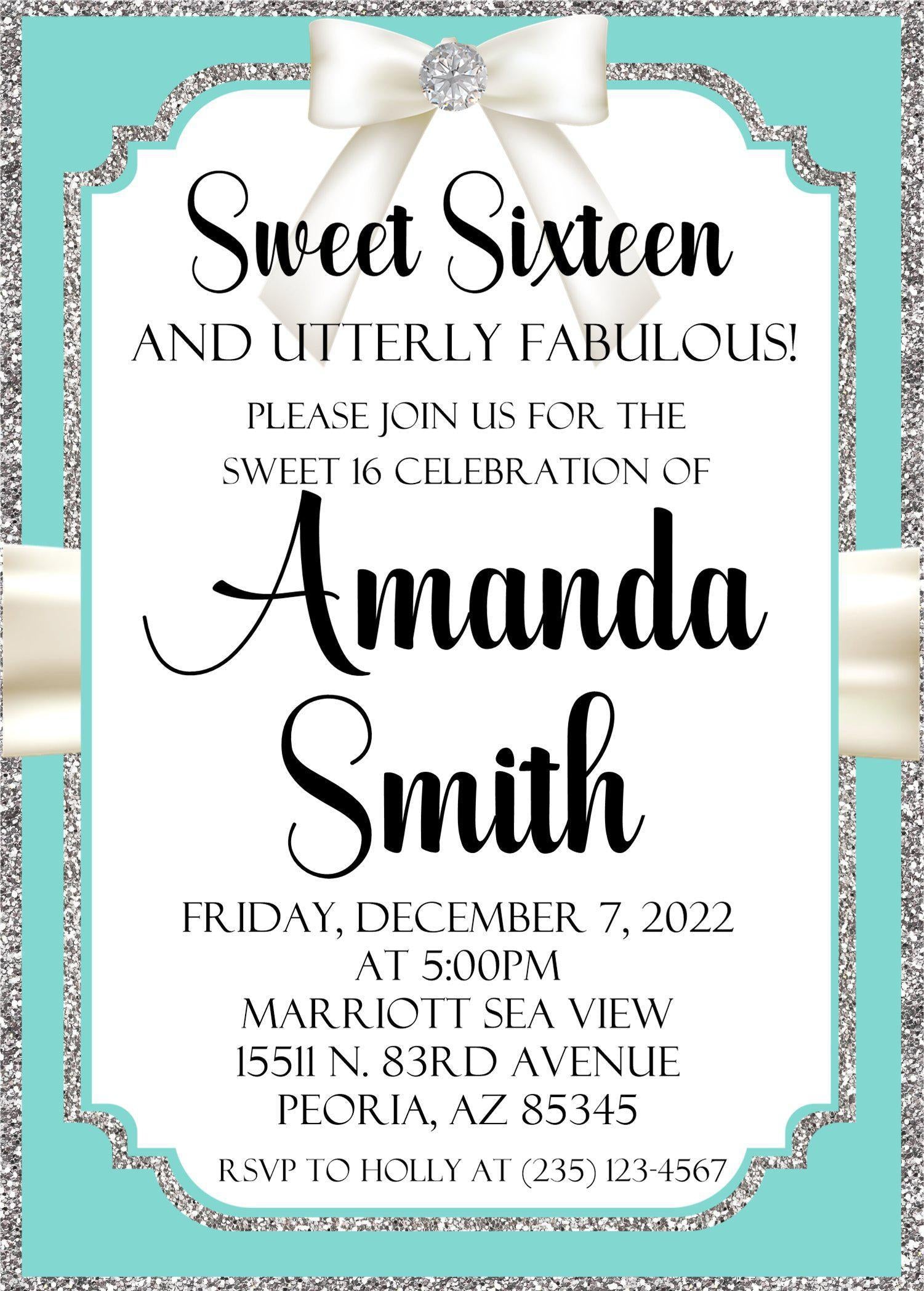 Tiffany Sweet 16 Party Invitations