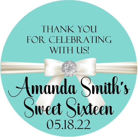 Tiffany blue Sweet Sixteen sticker with white bow