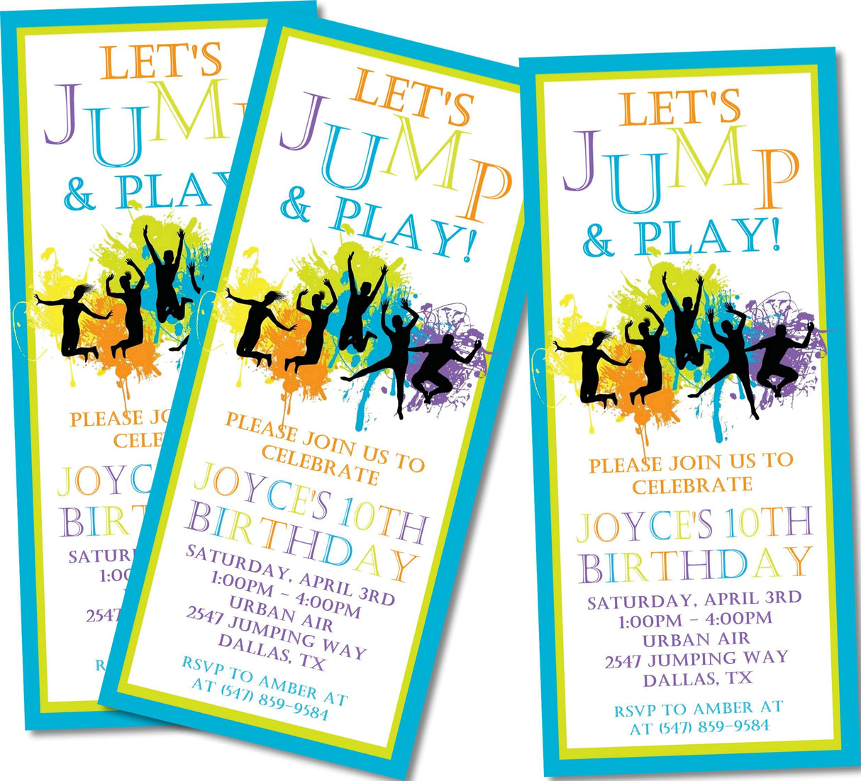 Trampoline Park Birthday Party Ticket Invitations