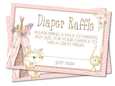 Tribal Animals Diaper Raffle Tickets