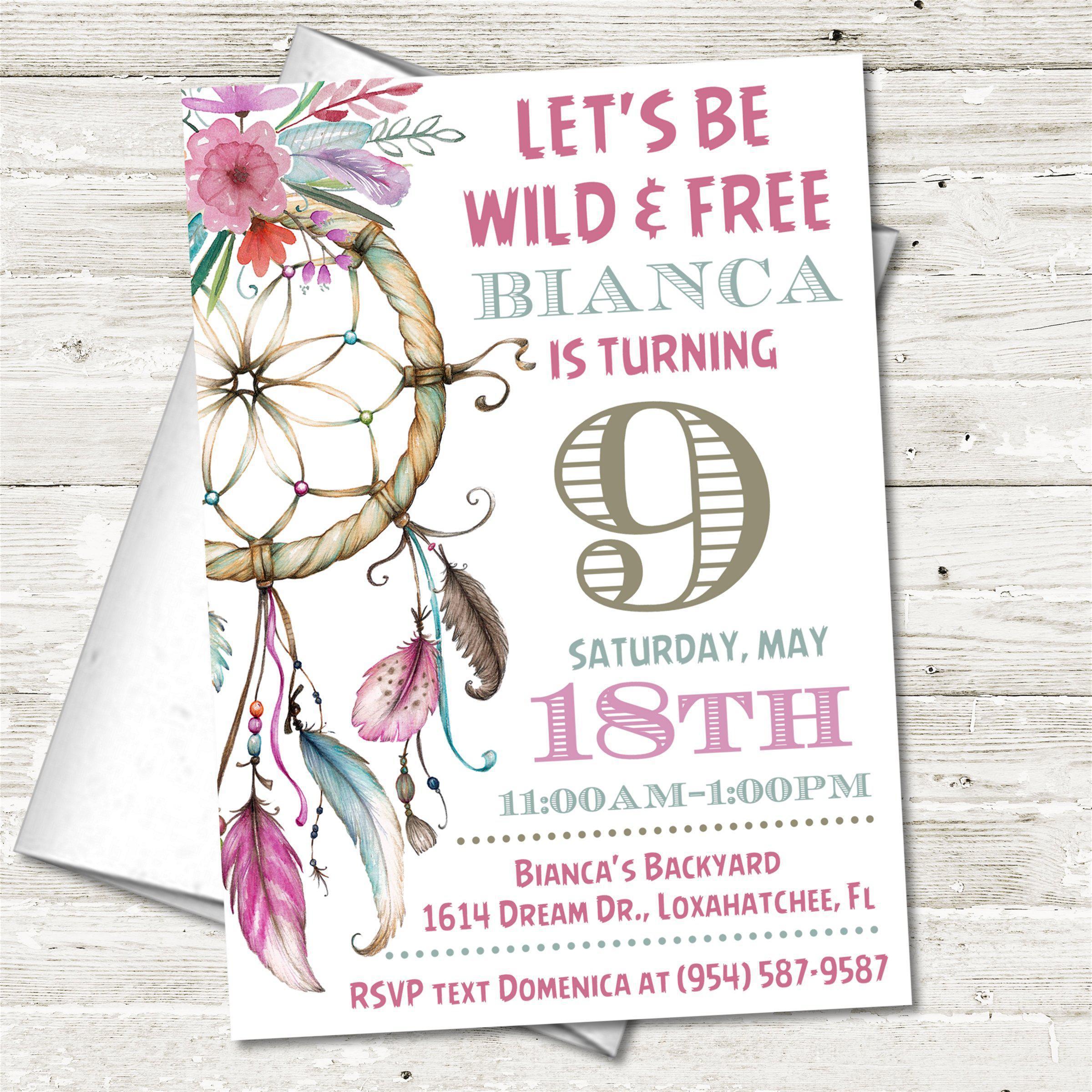 Tribal Feather Dreamcatcher Birthday Party Invitations