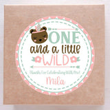 Tribal bear One and a Little Wild birthday sticker