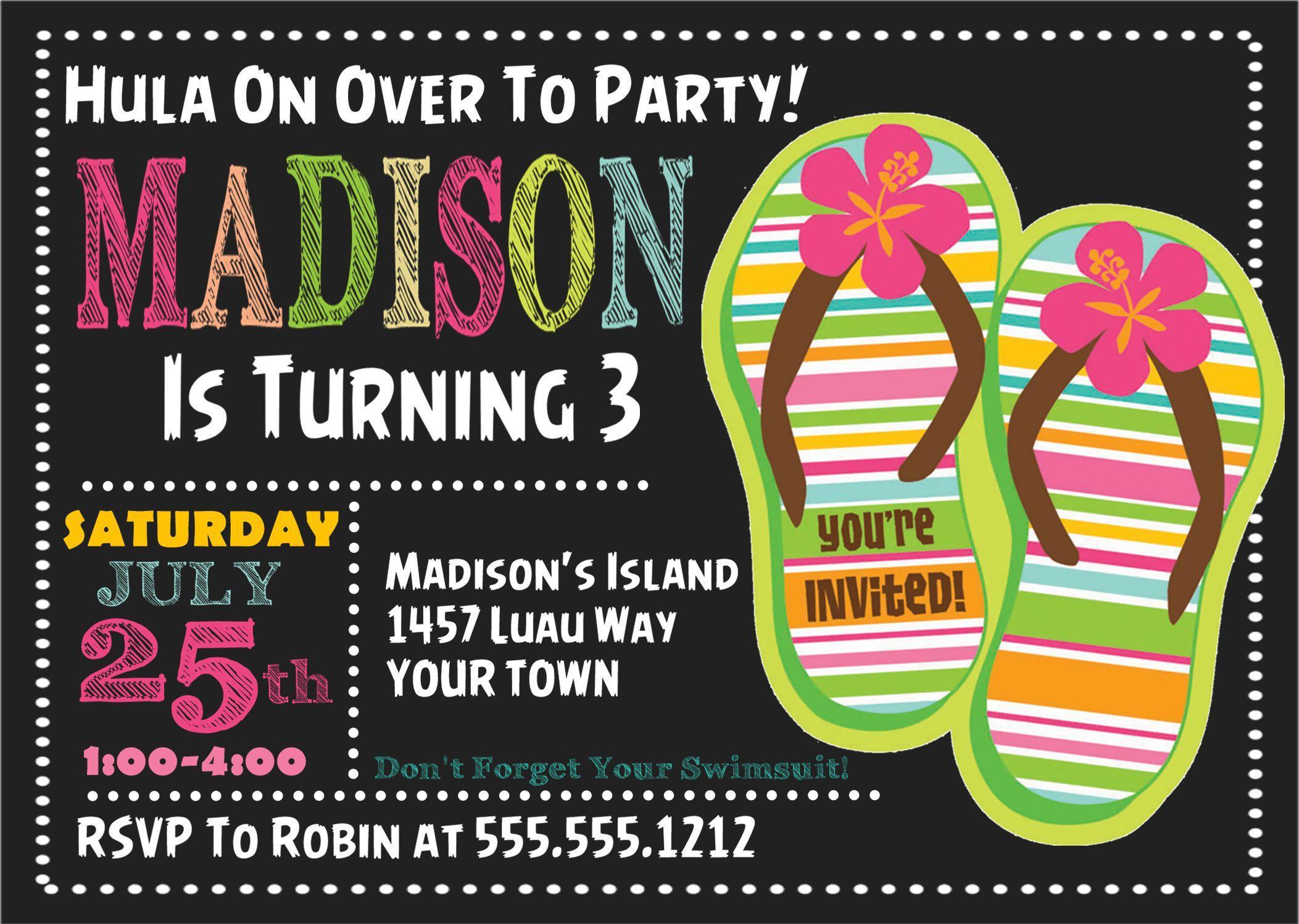 Tropical Luau Birthday Party Invitations