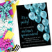 Turquoise And Black Balloon Quinceanera Invitations