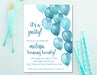 Turquoise Balloon Birthday Party Invitations