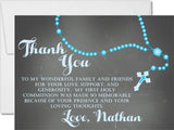 Turquoise First Communion Thank You Cards