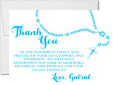 Turquoise First Communion Thank You Cards