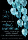 Turquoise black sweet 16 sweet 16 invitation
