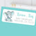 Turquoise elephant address labels with watercolor baby elephant