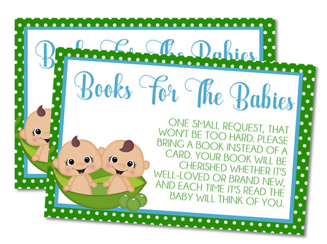 Twin Babies Pea Pod Book Request Cards Printable