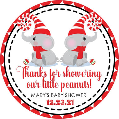Twins Christmas Baby Shower Stickers