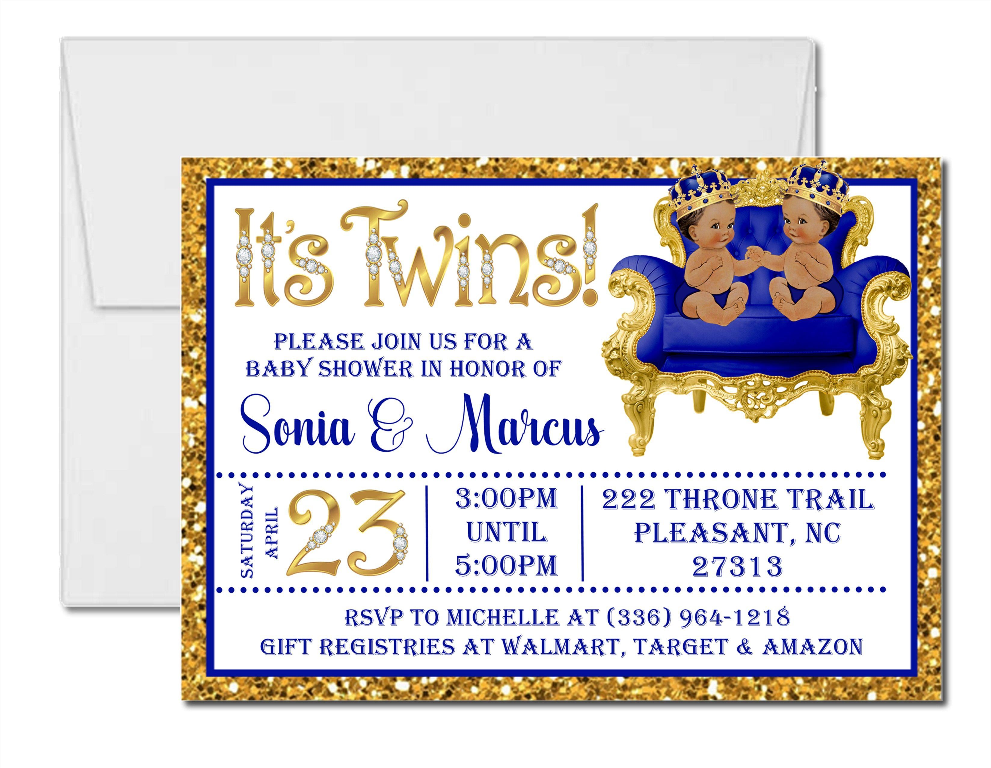 Twins Prince Baby Shower Invitations