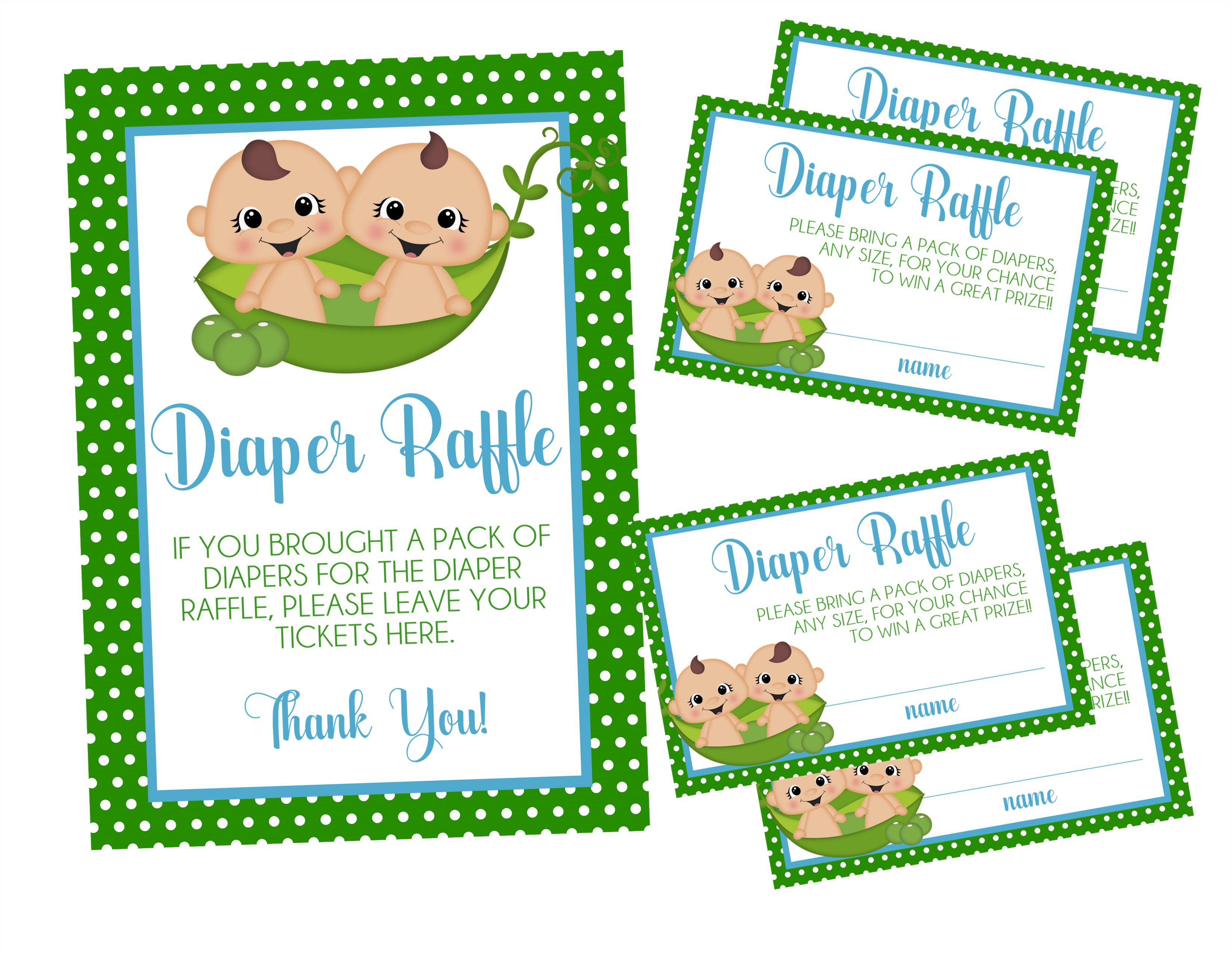 Twins Two Peas In A Pod Diaper Raffle Tickets