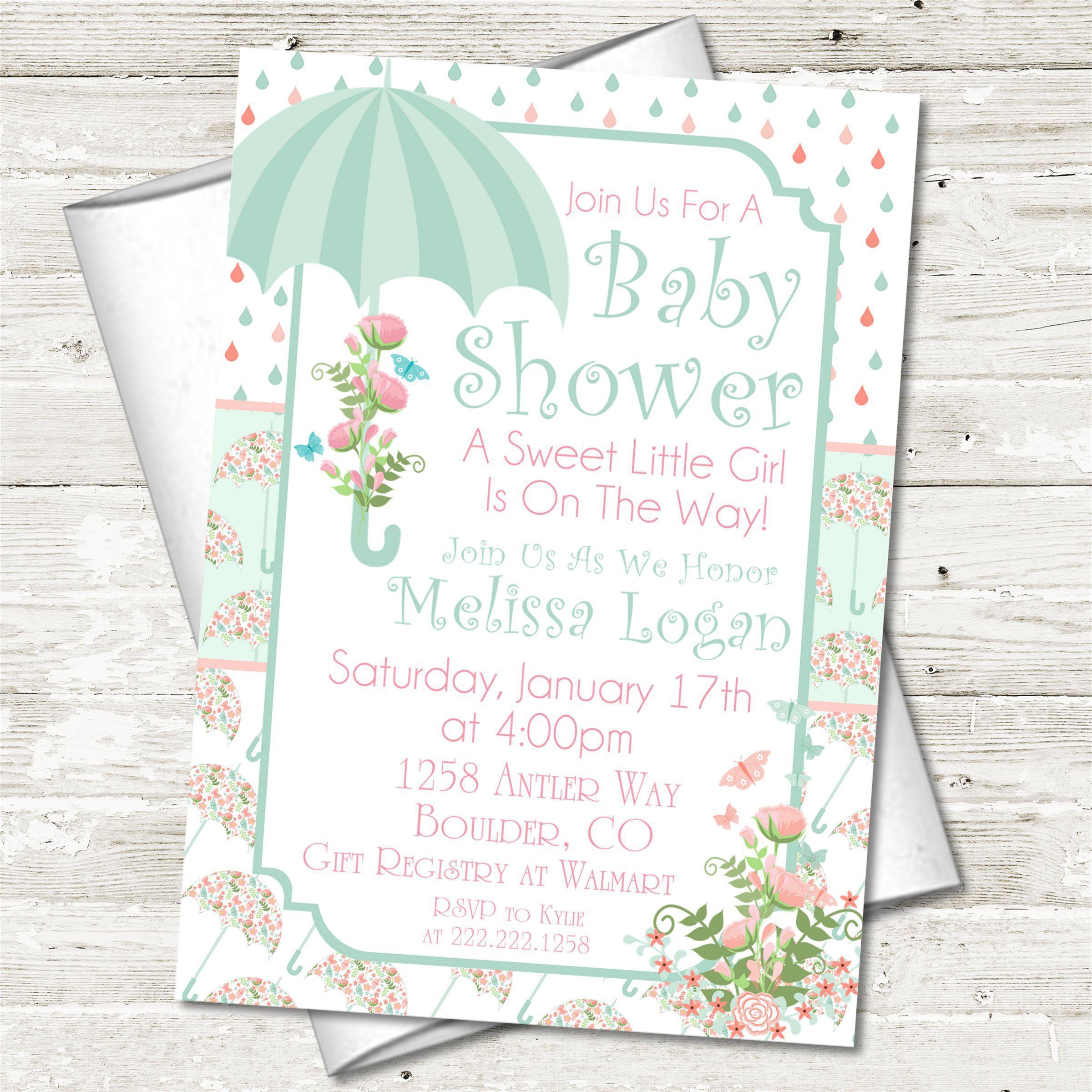 Umbrella Baby Shower Invitations