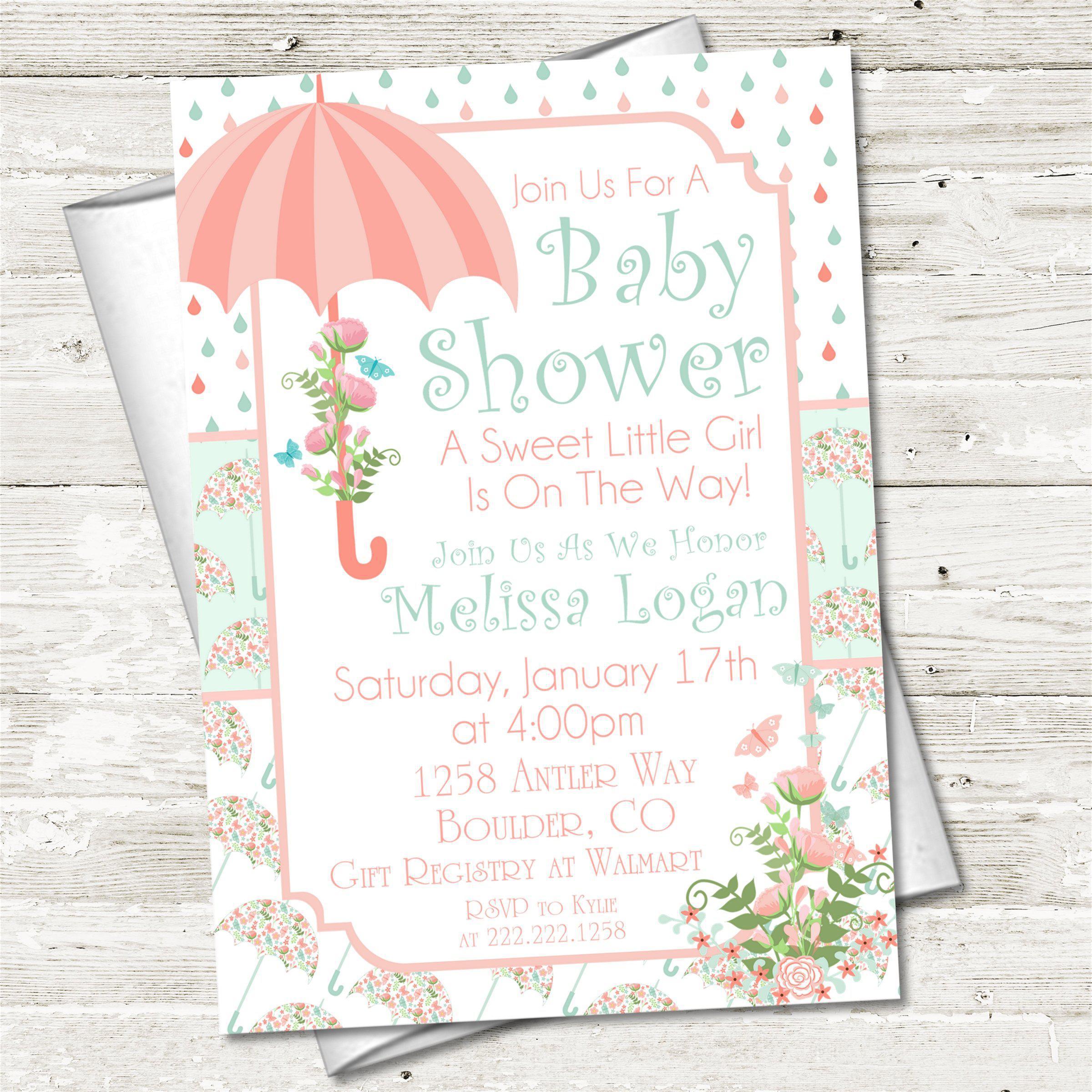 Umbrella Baby Shower Invitations