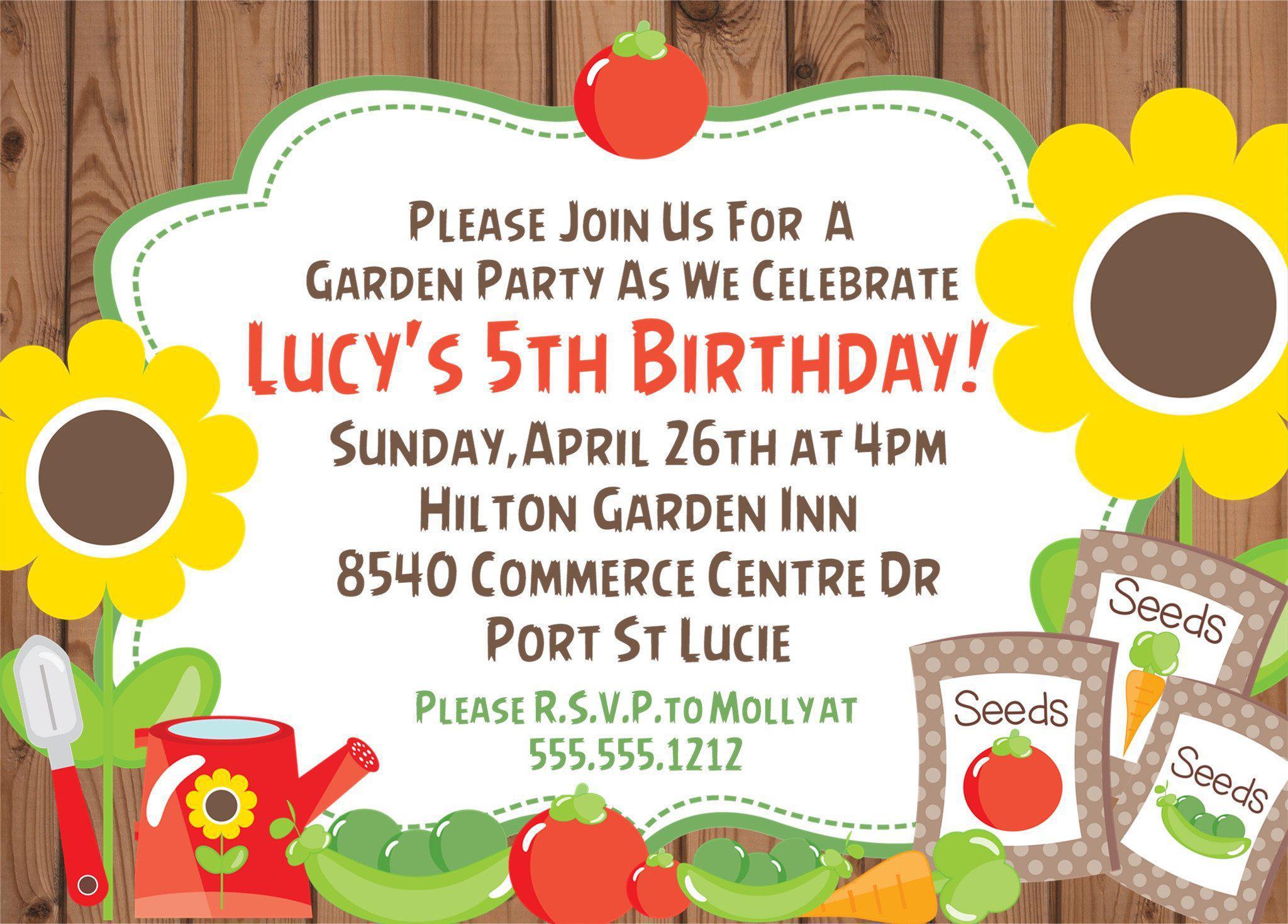 Vegetable Garden Birthday Party Invitations