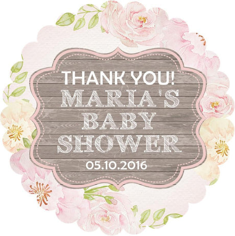 Vintage Pink Floral Baby Shower Stickers Or Favor Tags