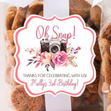 Vintage camera party favor label for girls