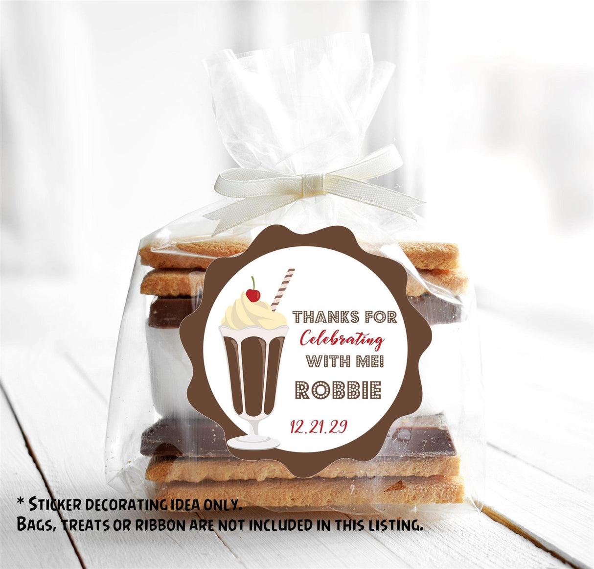 Vintage sock hop themed personalized sticker