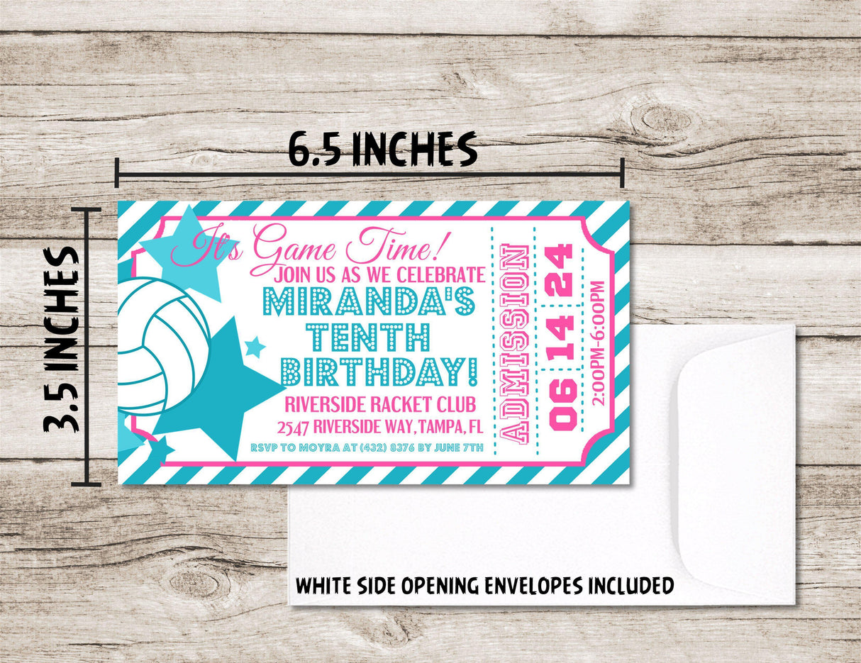 Volleyball Birthday Party Ticket Invitations
