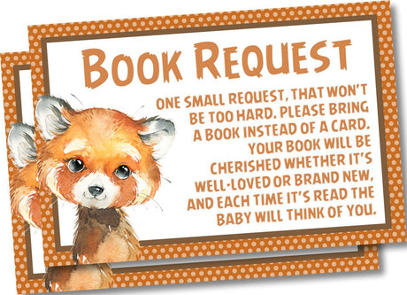 Watercolor Fox Baby Shower Book Request Cards Printable